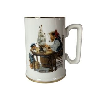 Norman Rockwell Museum For A Good Boy Porcelain Tankard Mug Gold Trim 1985 Japan